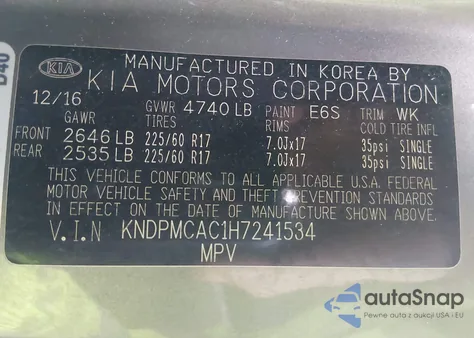 2017 Kia Sportage Lx from USA, damaged, VIN KNDPMCAC1H7241534